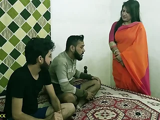 Indian hot xxx threesome sex! Malkin aunty and a handful of young boy hot sex! clear hindi audio